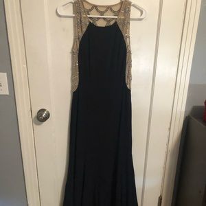 Navy Blue Gown and Nude Back